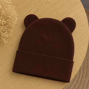Шапочка в рубчик Bear 091 фото