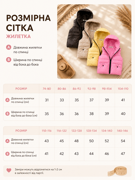 Дитяча жилетка з плащівки  Puffer vest  фото